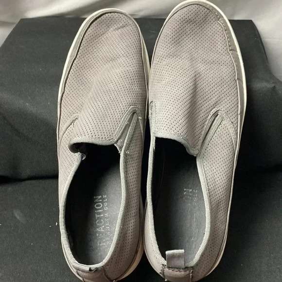 REACTION KENNETH COLE MENS SIZE 10.5 GRAY MAN MADE LEATHER DLIP ON LOAFERS - Picture 5 of 15